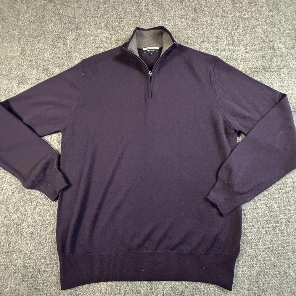 Marco Fiori Mens Merino Wool Half-Zip Sweater Purple Large #1845